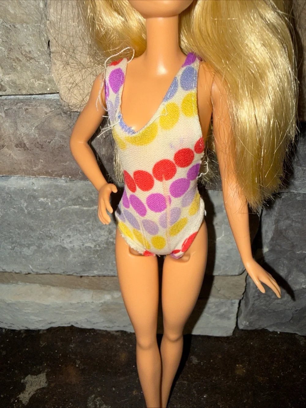 Barbie skipper 70’s polka dot swimsuit worn